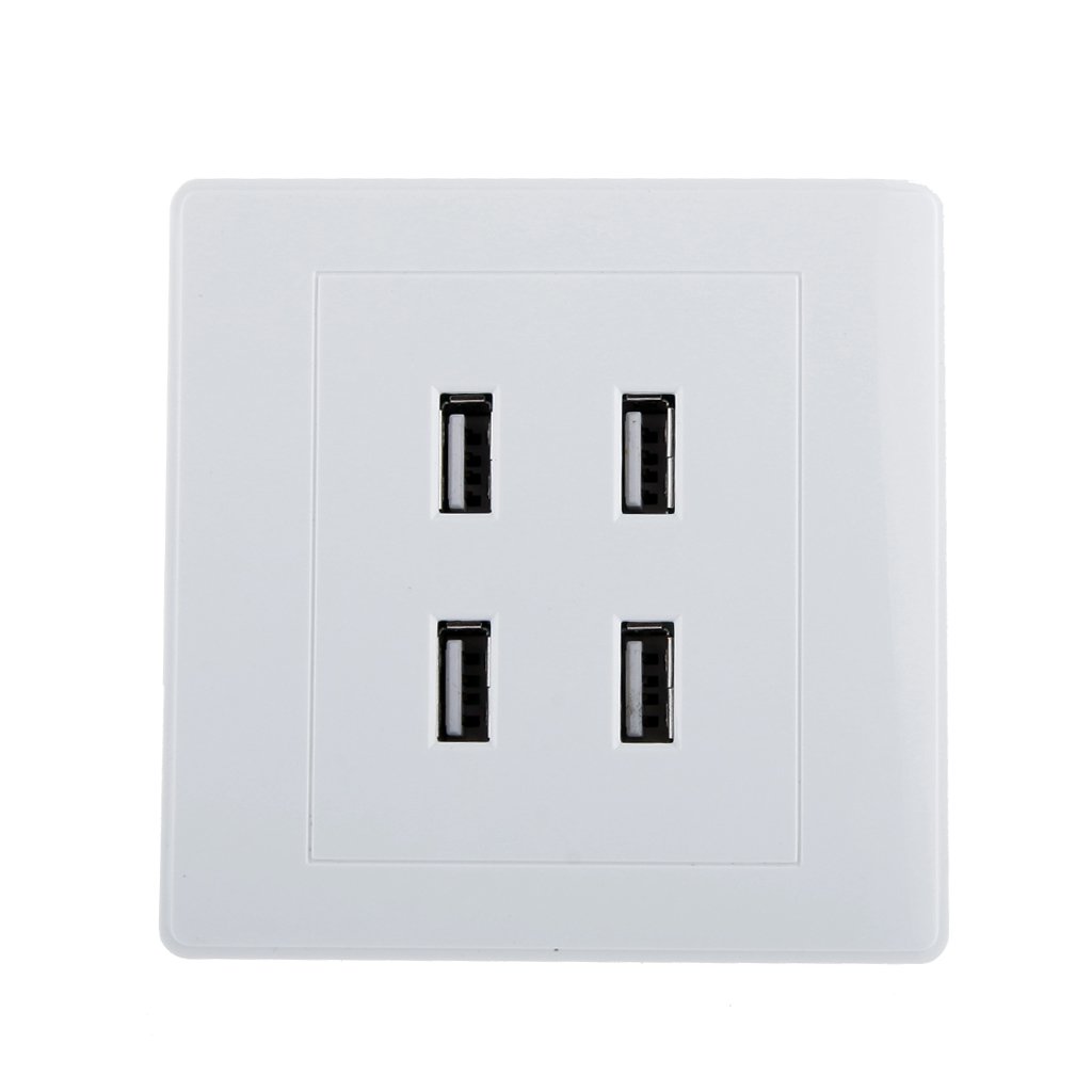3.1A 4 Ports Wall Socket Charger Panel Outlet (White) - Arpan General Stores